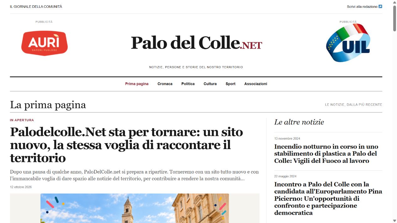Anteprima della homepage di palodelcolle.net