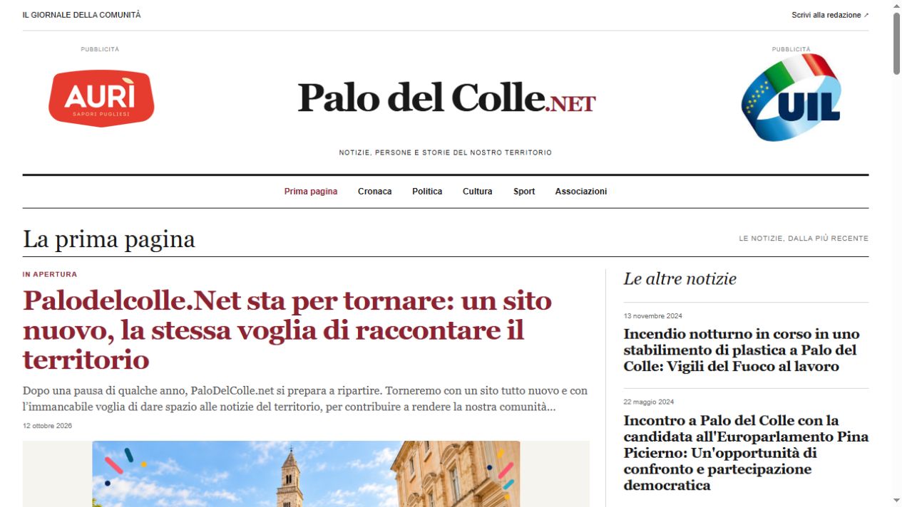 Anteprima della homepage di palodelcolle.net