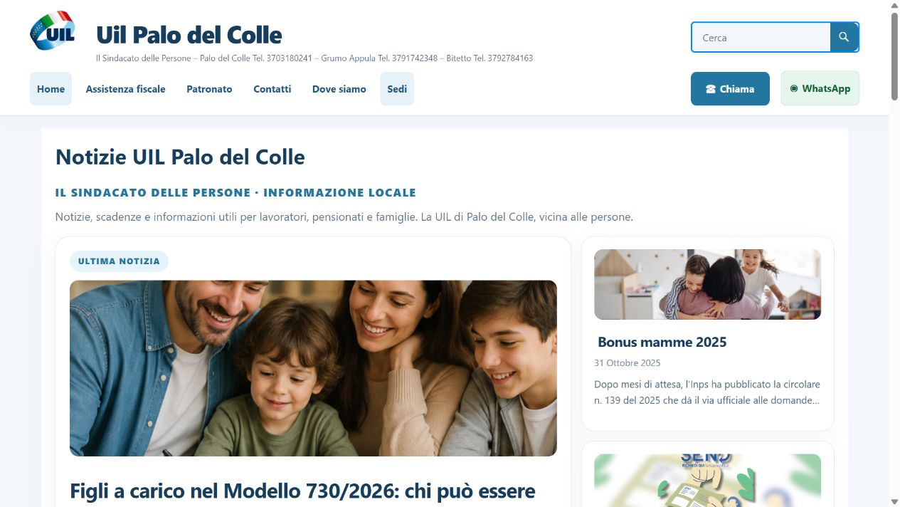 Anteprima della homepage di uilpalodelcolle.it