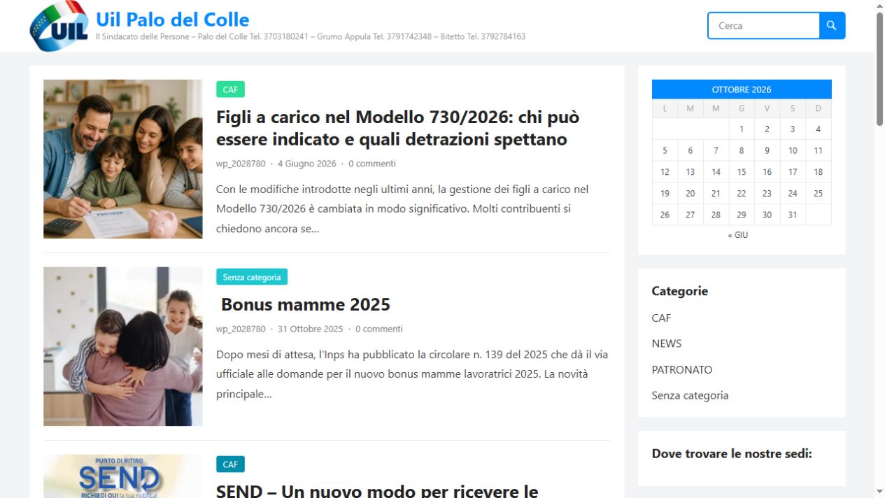 Anteprima della homepage di uilpalodelcolle.it